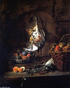 Partridge, Bowl Of Plums And Basket Of Pears — Jean-baptiste-siméon Chardin, Cubist Still Life