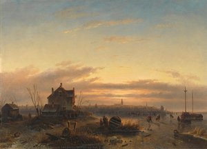 Winter Op Het Ij Voor Amsterdam, Charles Leickert, 1850 — Charles Henri Joseph Leickert