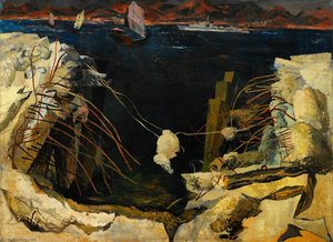 A Crater In The Naval Dockyard, Hong Kong — Leonard Henry Rosoman