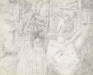 Study For Christ Preaching At Cookham Regatta — Sir Stanley Spencer