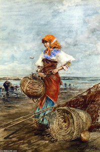 Gathering Cockles At The Seashore — Eugen Von Blaas