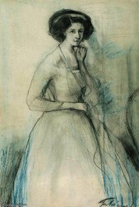 Woman In Long Robe — Gulacsy Lajos Kalman