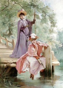 Elegant Ladies Fishing — Georges Jules Victor Clairin