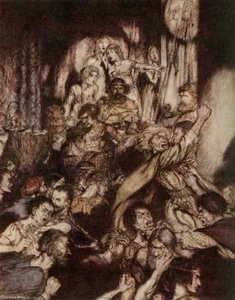 The banquet hall was in a tumult
