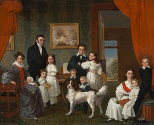Portret Van De Familie Baud In Hun Buitenhuis In Voorburg, Raden Sarief Bastaman Saleh, 1831 - 1832 — Raden Sarief Bastaman Saleh