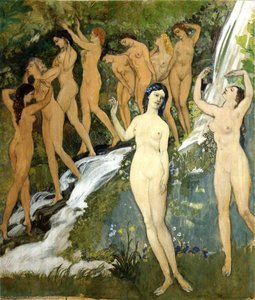 Ten Nudes By A Waterfall — Arthur B. Davies