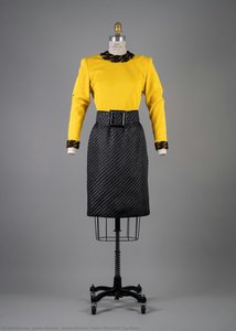James Galanos, Yellow Wool Knit Top Dress — James Galanos