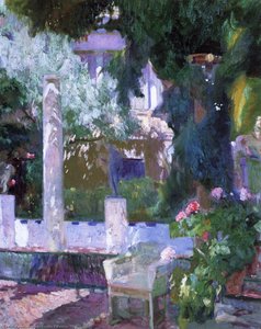 Rose Bush At The Sorolla House — Joaquín Sorolla Y Bastida, Impressionist Landscape