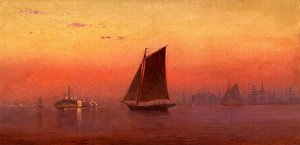 Sunset, New York Harbor — Francis A Silva