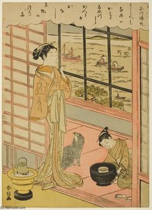 Retuning Sails At Shinagawa — Suzuki Harunobu
