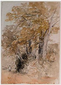 Tree-lined Lane With Steep Banks — David Cox