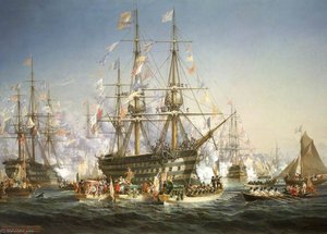 Napoleon Iii Receiving Queen Victoria At Cherbourg, 5 August 1858 — Jules Achille Noel