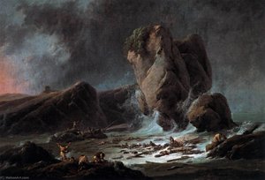 Shipwrecked Sailors Coming Ashore — Jean-baptiste Pillement