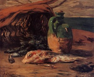 Still Life With Jug And Red Mullet — Eugène Henri Paul Gauguin, Post-impressionism
