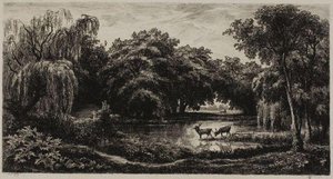 Marsh With Stags — Charles-françois Daubigny