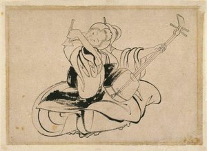 Seated Woman With Shamisen — Katsushika Hokusai, Ukiyo-e