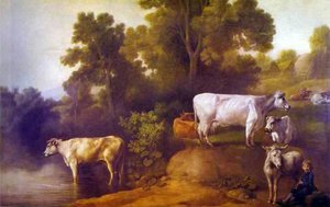 Cattle By A Stream — George Stubbs