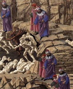 Illustrations - Inferno, Canto Xviii (detail) — Sandro Botticelli