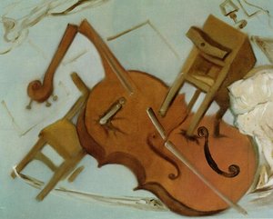 Bed, Chair And Bedside Table Ferociously Attacking A Cello — Salvador Dalí