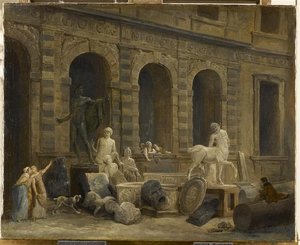 Le Dessinateur D'antiques Devant La Petite Galerie Du Louvre — Hubert Robert