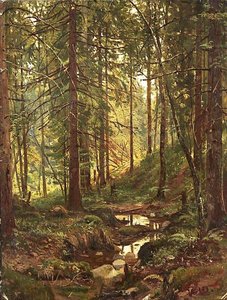 Stream By A Forest Slope — Ivan Ivanovich Shishkin