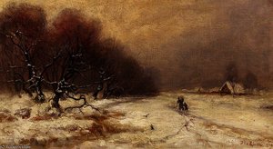 Winterlandschaft Mit Heimkehrenden Bauern — Julius Sergius Von Klever