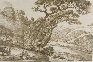 Man And Woman Sitting By The Shore Of A Stream — Thomas Rowlandson