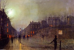 London, View Of Heath Street By Night — John Atkinson Grimshaw, Impressionism
