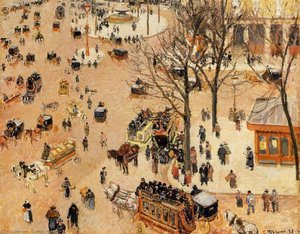 Place Du Theatre Francais — Camille Pissarro, Impressionism