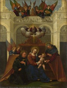 The Holy Family With Saint Nicholas Of Tolentino — Lodovico Mazzolino