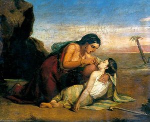Hagar And Ishmael At The Well — Marshall Claxton
