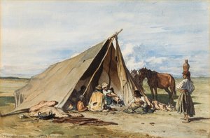 Camping Gypsies — August Von Pettenkofen, Realism