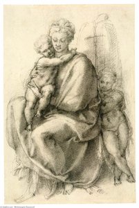 Madonna And Child With The Infant St John (recto) — Michelangelo Buonarroti, High Renaissance