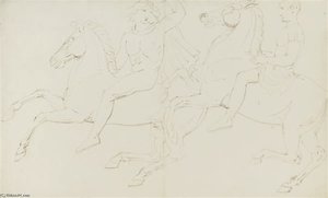 Studies Of Horsemen From The Parthenon Frieze — William Etty
