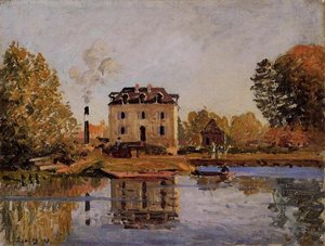 Factory In The Flood, Bougival — Alfred Sisley, Impressionism
