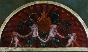 Lunette Sketch Of Cupids Supporting An Escutcheon Of The Prince Of Wales For A Wall Decoration — Thomas Stothard