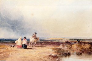 Travellers On A Country Track — David Cox
