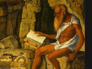 Saint Jerome Reading, Detalj 2, Ngw — Giovanni Bellini