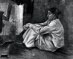 Sien With Cigar Sitting On The Floor Near Stove — Vincent Willem Van Gogh