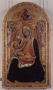 LA VIERGE D'HUMILITE AVEC HUIT ANGES (ET LE CHRIST BENISSANT AU DESSUS)