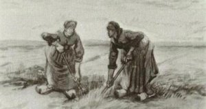 Two Women Talking To Each Other While Digging — Vincent Willem Van Gogh