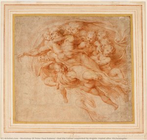 God The Father Supported By Angels, Copied After Michelangelo — Workshop Of Peter Paul Rubens, Baroque