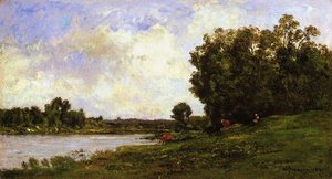 Cattle On The Bank Of The River — Charles-françois Daubigny