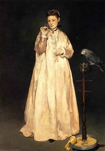 Woman With A Parrot — Édouard Manet