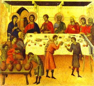 Maestó (back, Predella), The Wedding At Cana — Duccio Di Buoninsegna