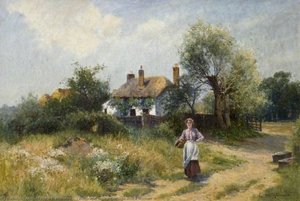 Landscape With A Cottage And A Woman — Ernest Walbourne