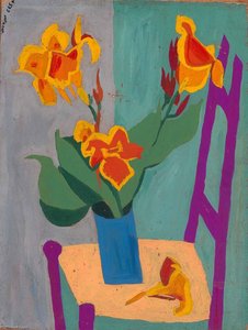 Still Life Chair And Flowers — William H. Johnson