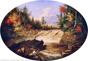 Jam Of Sawlogs, Shawinigan Falls — Cornelius David Krieghoff