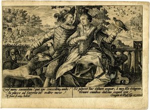 Lady and gentleman seated in a garden