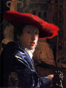 Girl With A Red Hat — Johannes Vermeer, Dutch Golden Age Painting